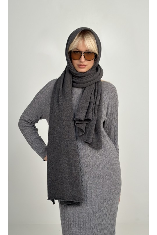 Wool stole made of high quality Italian yarn - 10% cashmere, 90% wool /grey