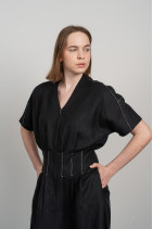 Linen dress with zipper and pockets-8039