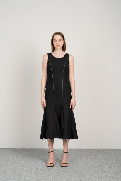Linen dress with slit-8087