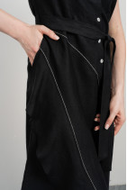 Linen dress with frill and slit-8088