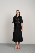 Linen dress with lace and buttons-8089