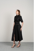 Linen dress with lace and buttons-8089