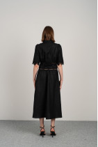 Linen dress with lace and buttons-8089