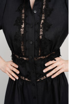 Linen dress with lace and buttons-8089