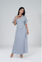 Women Long Natural Linen Wrap Dress / Robe - 536-1/grbl