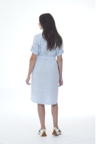 Long Elegant Natural Linen Dress / Robe with Pockets - 1040/coldb