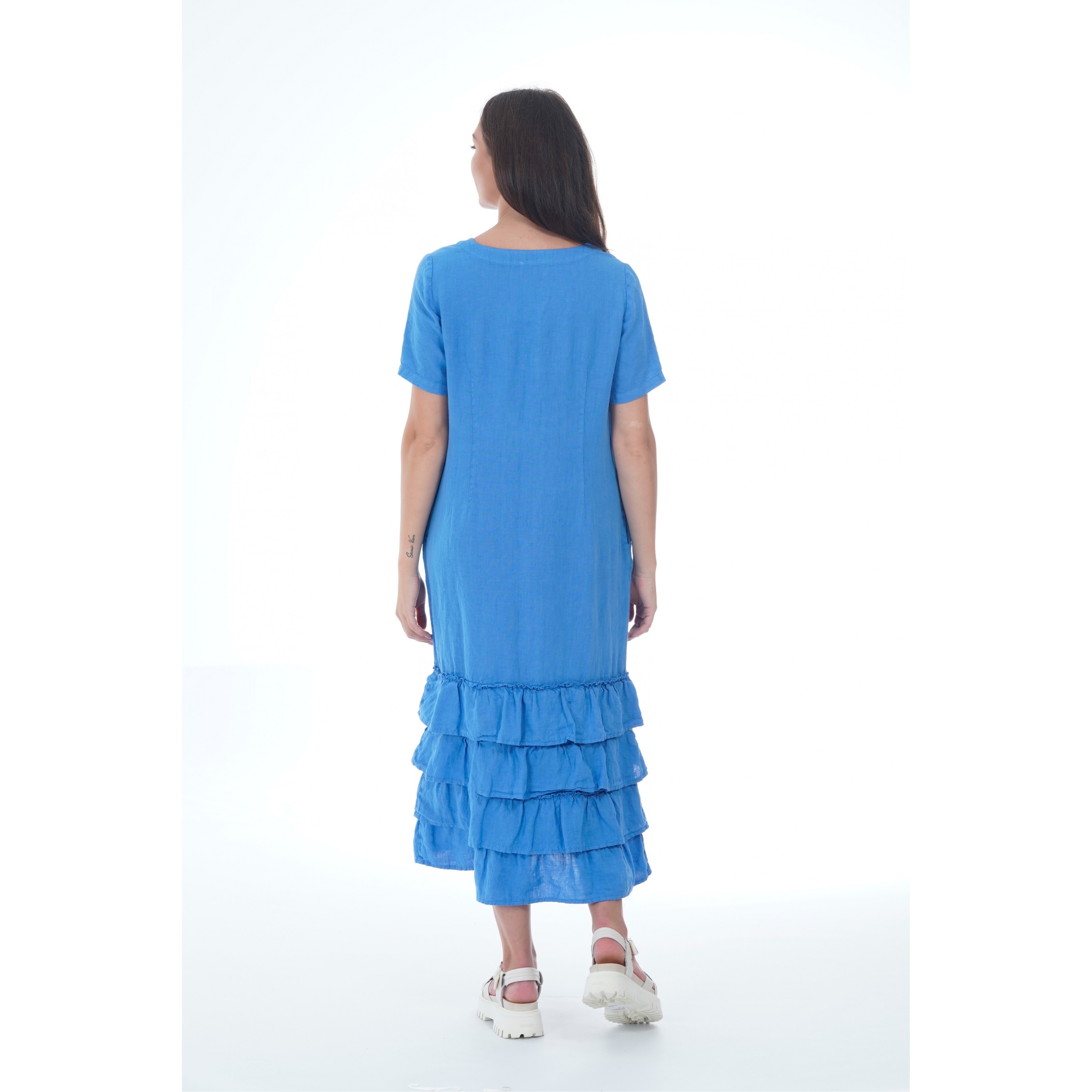 ruffle linen dress