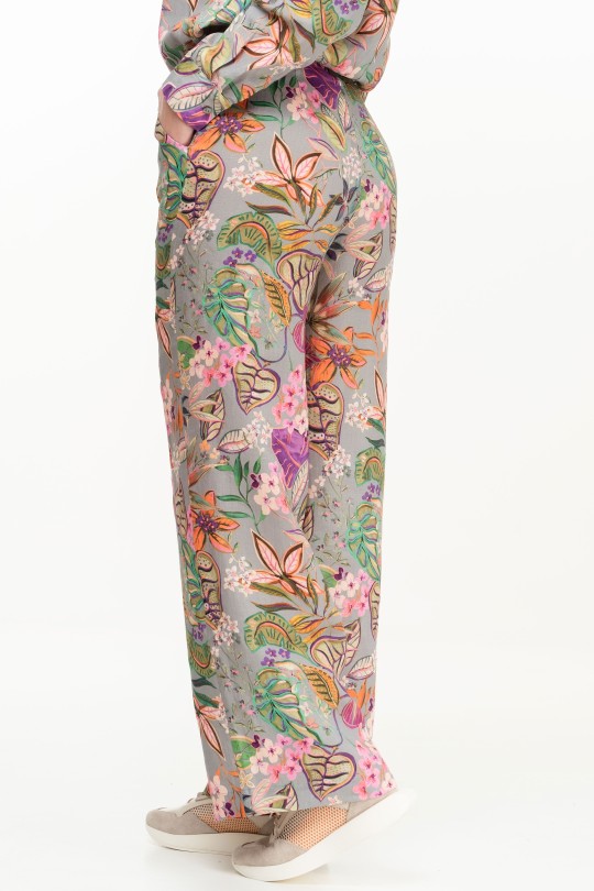 Women Printed Linen Pants with Pockets - 021