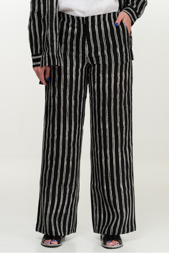 Women Linen Pants with Pockets And Zipper - 026