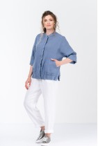 Natural Linen Jacket with 3/4 Sleeve and Pockets - 1032/jns