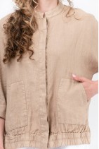 Natural Linen Jacket with 3/4 Sleeve and Pockets - 1032/bbez