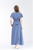 Elegant Women Natural Linen Skirt with Pockets - 1338-jns