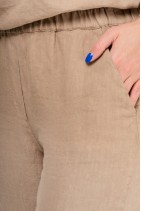 Women Elastic Waist Eco Linen Pants / Trousers With Pockets - 449/bbez