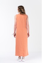 Elegant Linen Dress with Short Sleeves and pockets. Boho style - 686/loran