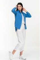 Women White Linen Blouse / Shirt with Buttons - 710/vasil
