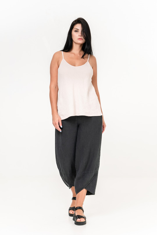 Elegant women's top made of natural linen with straps - 020/powder