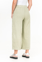 Женские брюки палаццо из натурального льна на  молнии, с карманами - 1014/pistachio