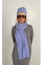 Wool scarf Cable made from high quality Italian yarn - 10% cashmere, 90% wool /blue