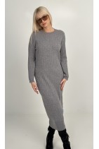 Long Cable dress made of high quality Italian yarn - 10% cashmere, 90% wool /grey