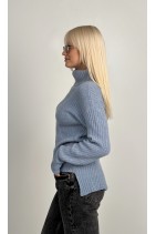 Caprice long jumper made of Italian yarn - 30% cashmere, 70% wool /blue